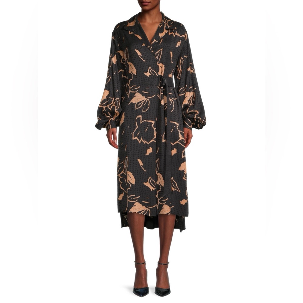 Ted Baker DIAANNA Midi Wrap Dress High-Low Hem Belted Lyocell Viscose US 2